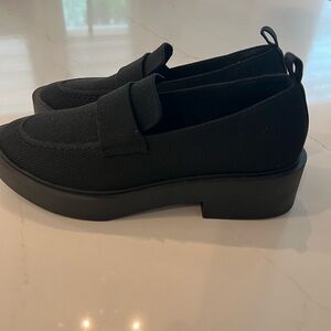 Steven York  Steve Madden Brynn Chuncky  Lug Sole Black Fabric Loafers Size 7